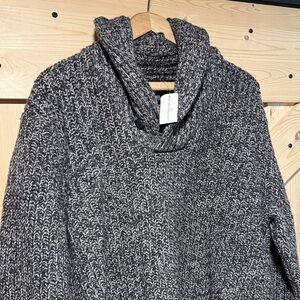 LL Bean Signature Brown and Tan Cowl Neck Sweater